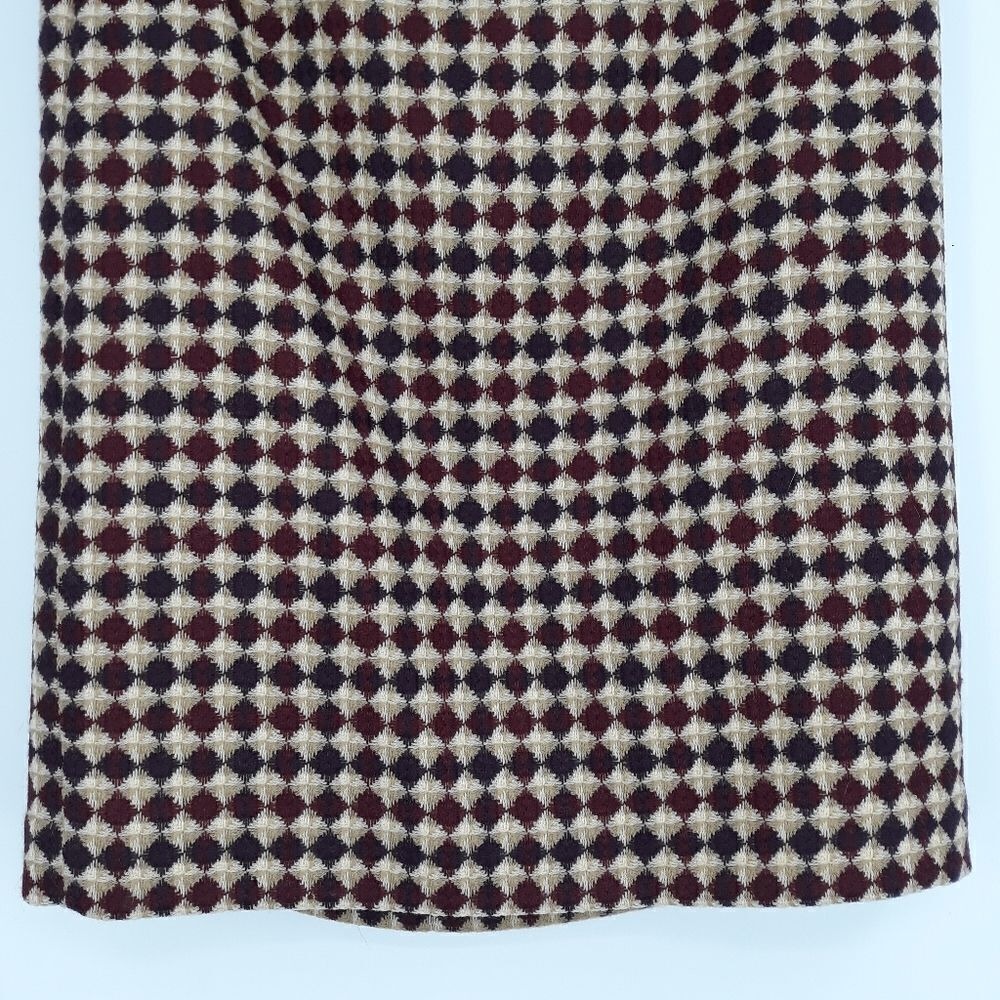 Vtg 80's Eddie Bauer Wool‎ Plaid Pencil Skirt Sz M Maroon Check Academia Grunge - Picture 6 of 10